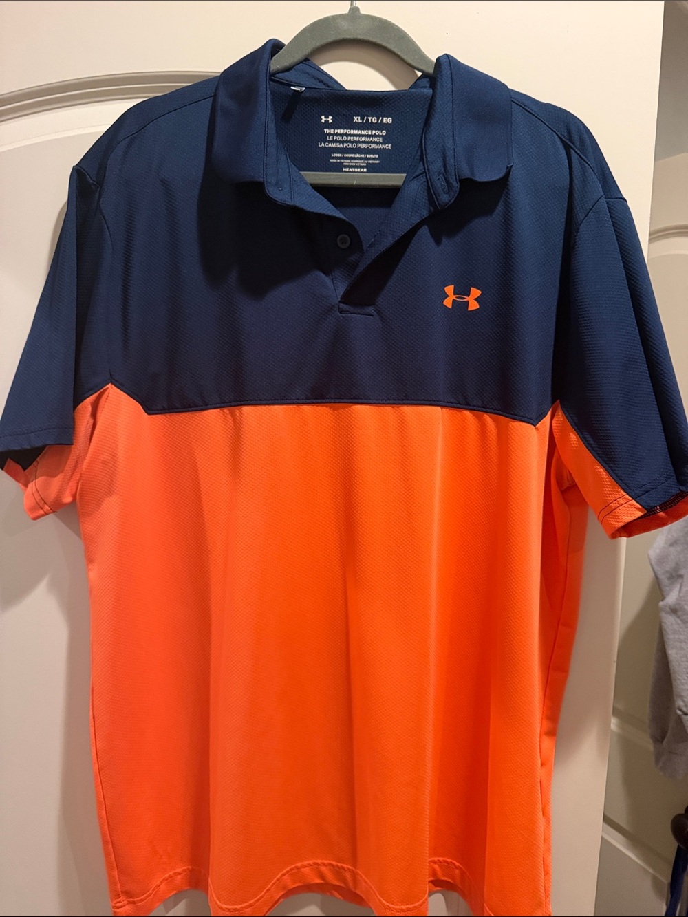 Under Armour Men’s Navy & Orange Performance Colorblock Polo